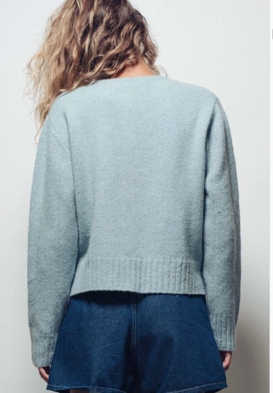 Lace Trim Wool Blend Cardigan