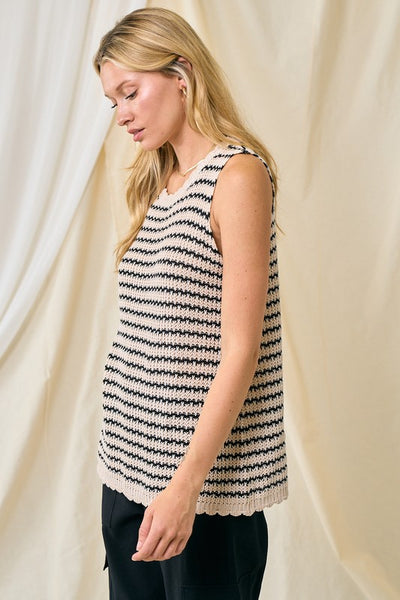 Lylee Striped Scalloped Edge Crochet Tank Top