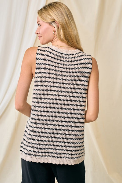 Lylee Striped Scalloped Edge Crochet Tank Top