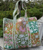 Cotton Quilted Floral Print Tote Bag