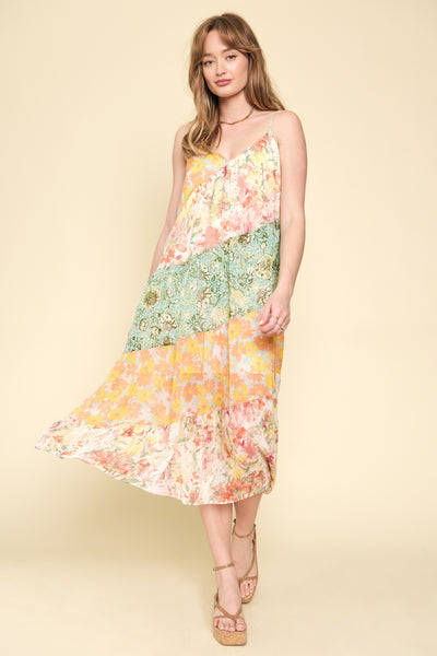 Francesca Print Mixed Maxi Dress