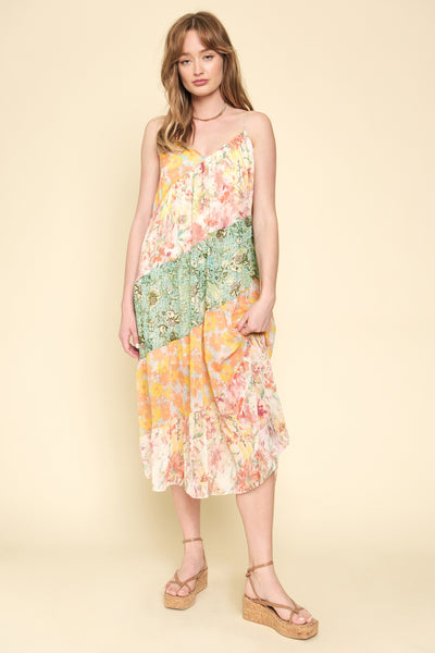 Francesca Print Mixed Maxi Dress