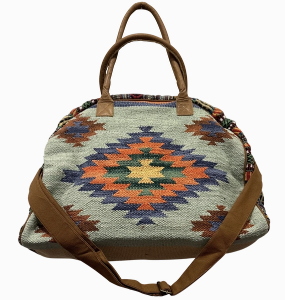 Aztec Print Traveler with Leather Handles