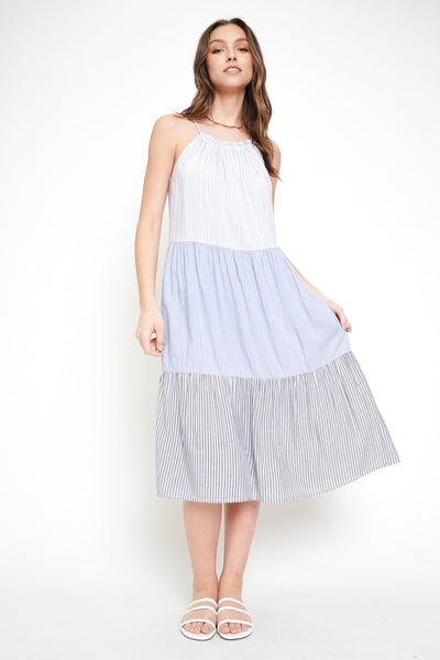 Seneca Mixed Stripe Midi Dress