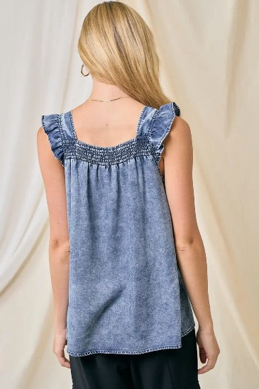 Terra Denim Smocked Tank Top