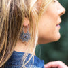 Silver Lace Lotus Flower with Labradorite Stone Earrings
