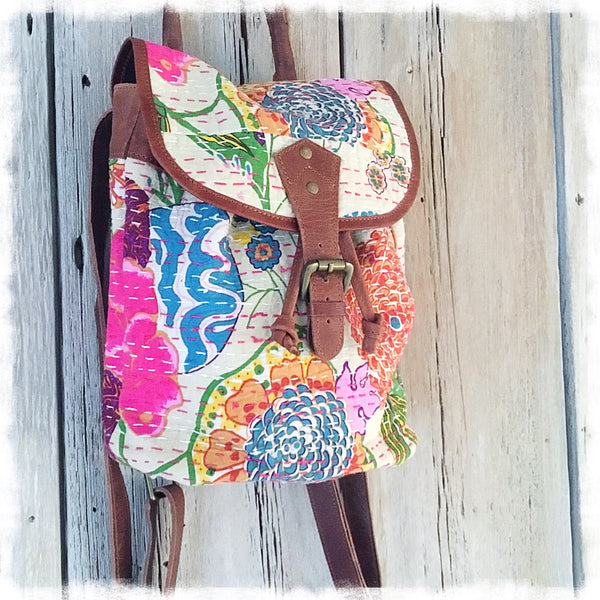 Thalia Kantha Quilted Mini Backpack - Soul Of The Rose®