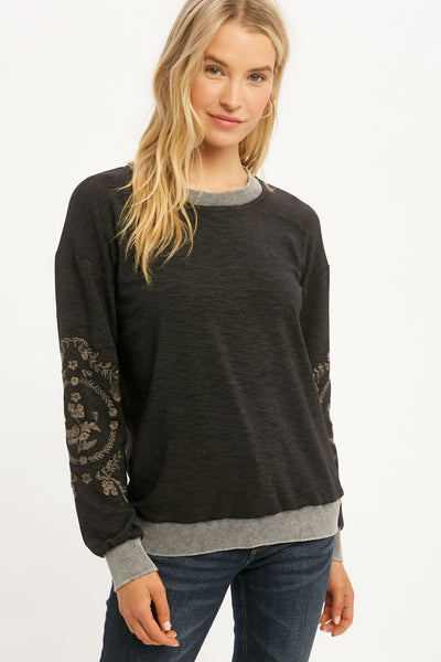 Isotta Acid Washed Embroidered Pullover