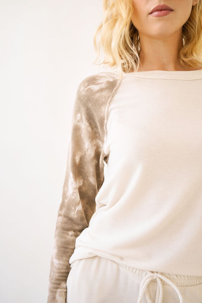 Tie Dye Sleeve Raglan Pullover Top