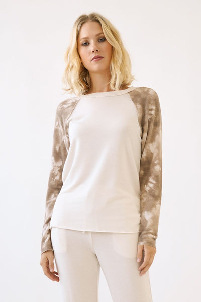 Tie Dye Sleeve Raglan Pullover Top