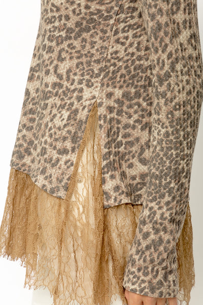 Leopard Print Lace Bottom Top