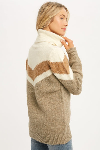 Melissa Color Block Turtle Neck Sweater