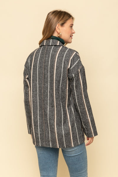 Vertical Stripe Midi Jacket