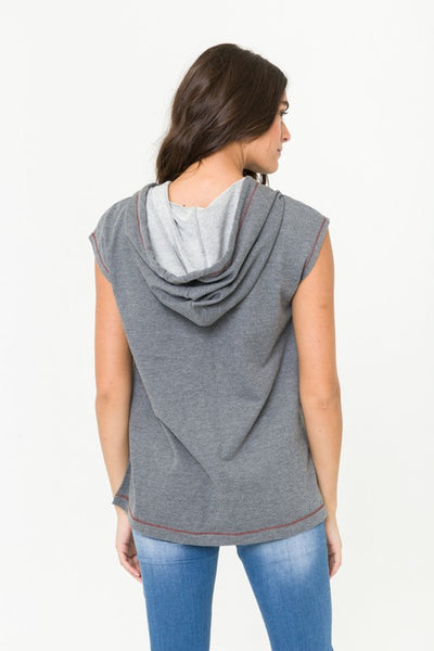 Nikki Embroidered Sleeveless Hoodie