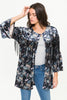 Ruffle Sleeve Fringed Velvet Open Cardigan