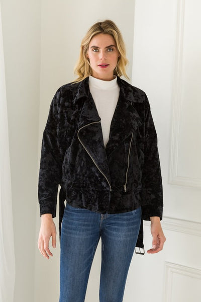 Crushed Velvet Moto Jacket