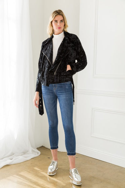 Crushed Velvet Moto Jacket