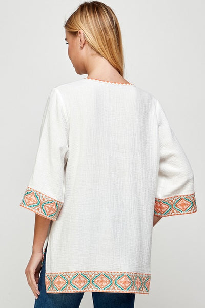 Sage Embroidered Top