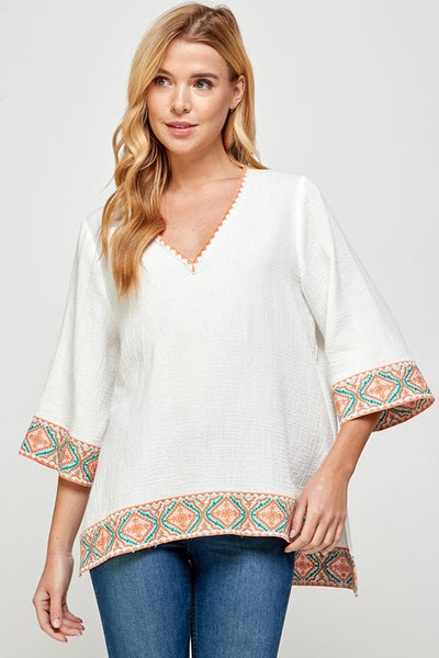 Sage Embroidered Top
