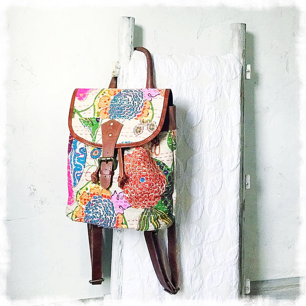 Thalia Kantha Quilted Mini Backpack - Soul Of The Rose®