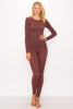 Ribbed Long Sleeve Top and Leggings Lounge Set
