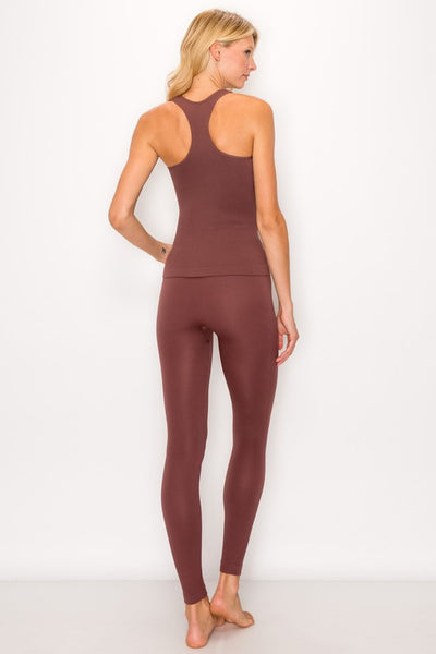 Ribbed Seamless Tank Top and Leggings Lounge Set