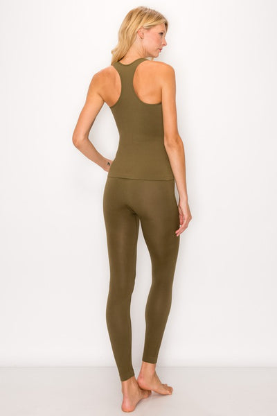 Ribbed Seamless Tank Top and Leggings Lounge Set